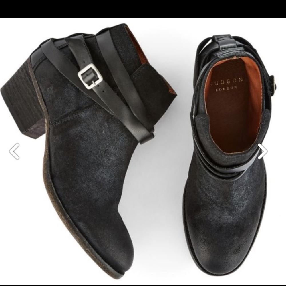 Hudson London Horrigan Suede Black Boot Size 38